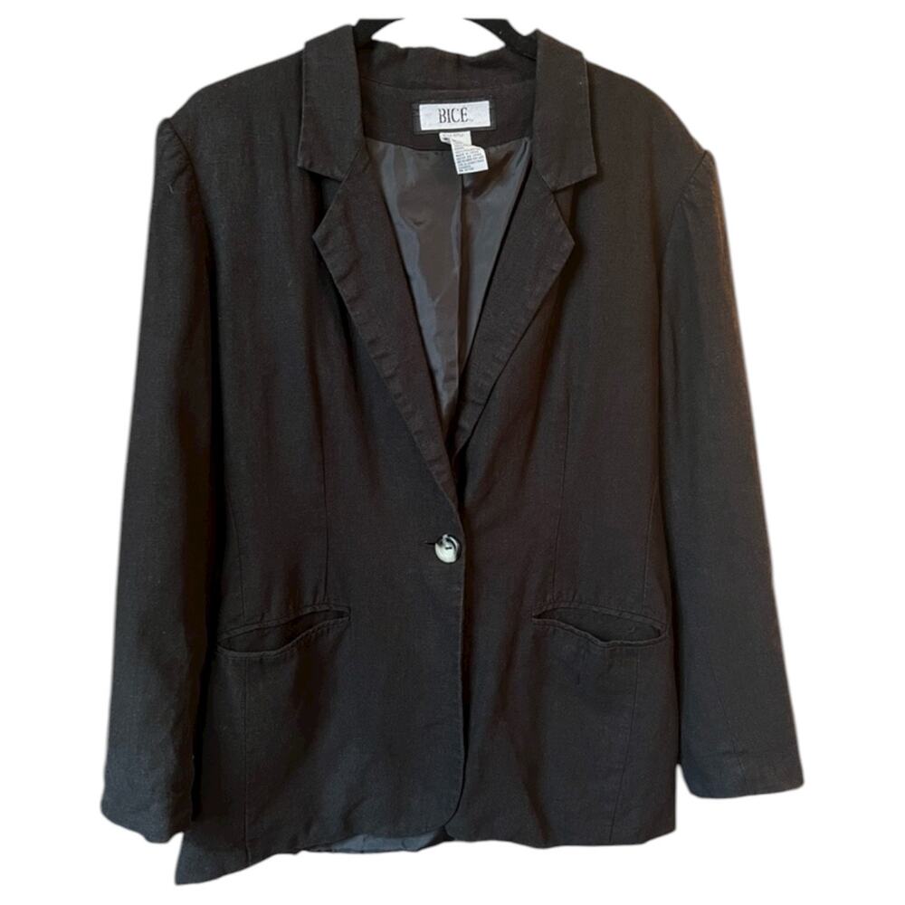 BICE Classic Black Linen Blend Blazer - 8